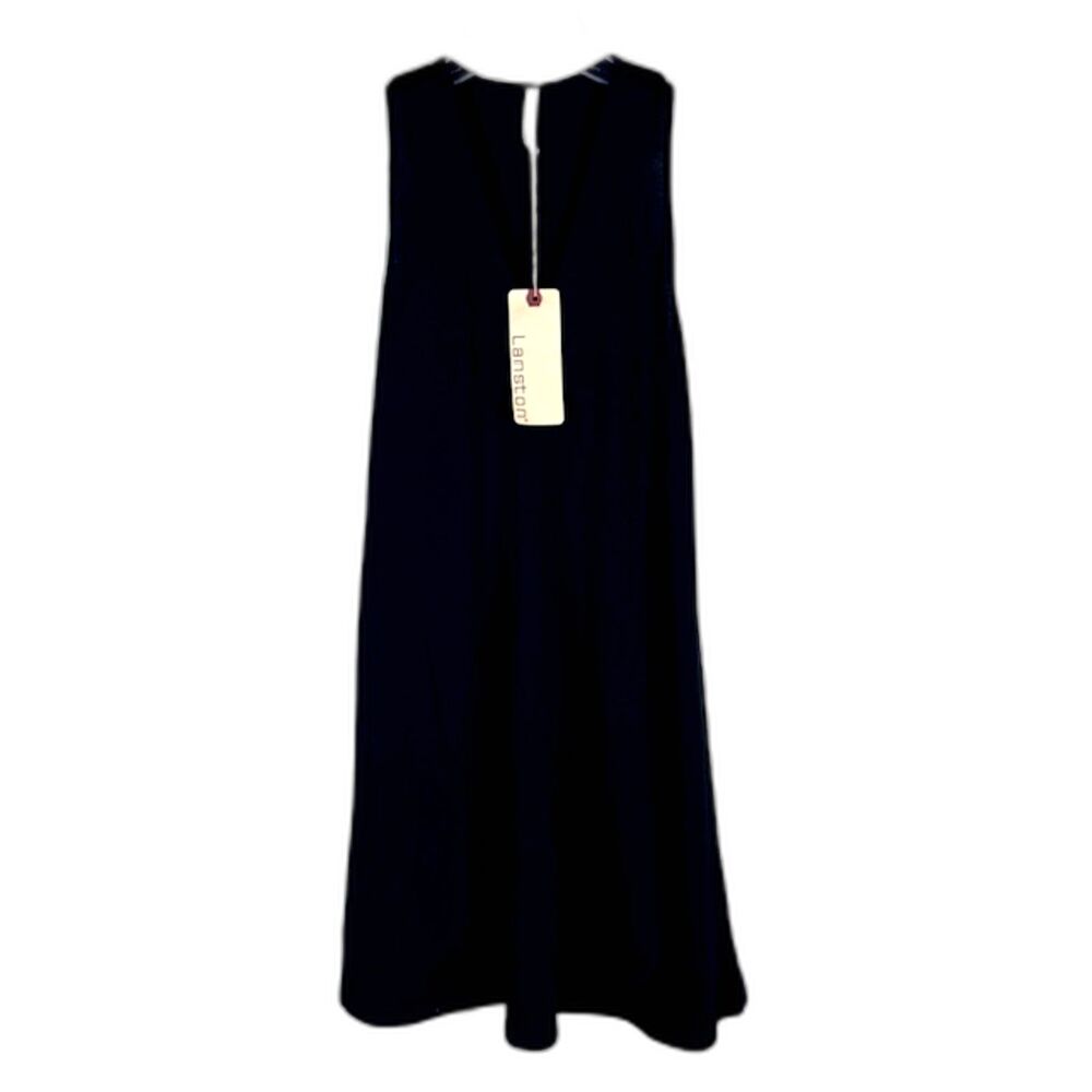 Lanston Black V-Neck A-Line Mini Dress Sleeveless Shift Tank Dress Size XS NWT